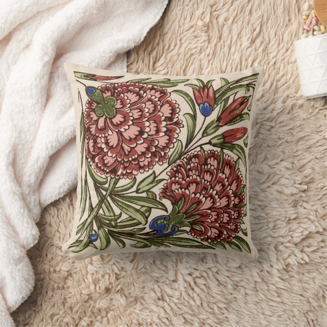 Carnation Flower Tile Antique Rustic Art Cushion (Blanket)