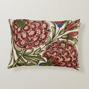 Carnation Flower Tile Antique Rustic Art Decorative Cushion