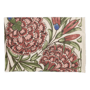 Carnation Flower Tile Antique Rustic Art Pillowcase