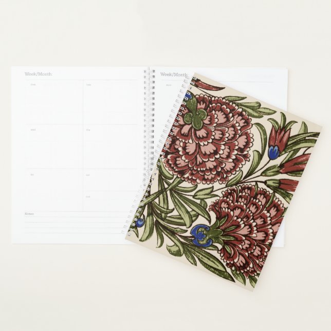 Carnation Flower Tile Antique Rustic Art Planner (Display)