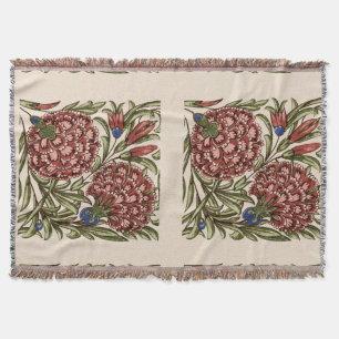 Carnation Flower Tile Antique Rustic Art Throw Blanket