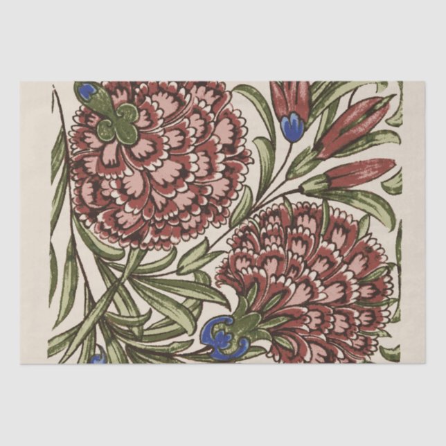 Carnation Flower Tile Antique Rustic Art Tissue Paper (Front)