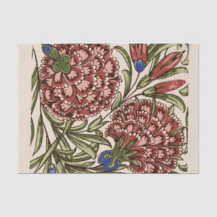 Carnation Flower Tile Antique Rustic Art Tissue Paper