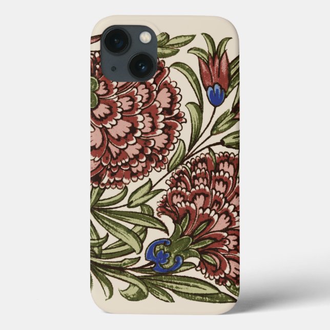 Carnation Flower Tile Antique Rustic De Morgan Art Case-Mate iPhone Case (Back)