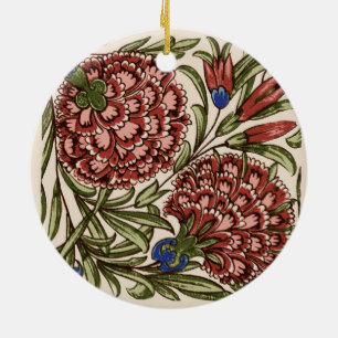 Carnation Flower Tile Antique Rustic De Morgan Art Ceramic Tree Decoration