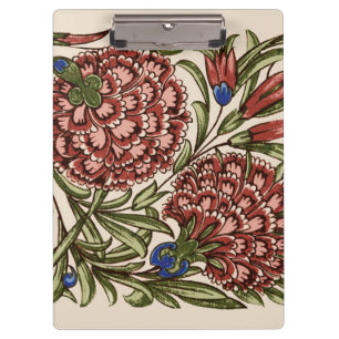 Carnation Flower Tile Antique Rustic De Morgan Art Clipboard