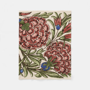 Carnation Flower Tile Antique Rustic De Morgan Art Fleece Blanket