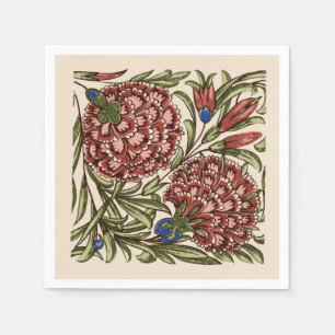 Carnation Flower Tile Antique Rustic De Morgan Art Napkin