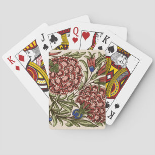 Carnation Flower Tile Antique Rustic De Morgan Art Playing Cards