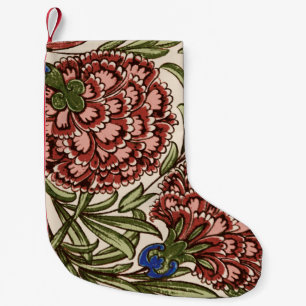 Carnation Flower Tile Antique Rustic De Morgan Art Small Christmas Stocking