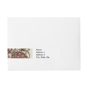 Carnation Flower Tile Antique Rustic De Morgan Art Wraparound Address Label