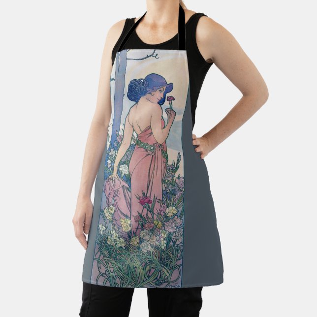 Carnation (Four Flowers), Alphonse Mucha Apron (Insitu)
