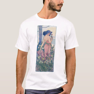 Carnation (Four Flowers), Alphonse Mucha T-Shirt