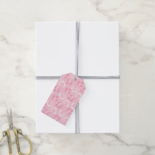 Carnation leaves and flowers pink gift tag