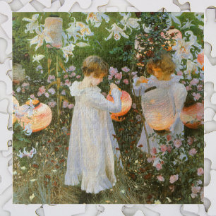 Carnation, Lily, Lily, Rose By John Singer Sargent Jigsaw Puzzle