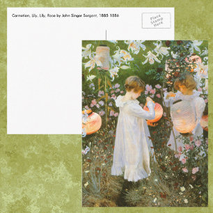 Carnation, Lily, Lily, Rose By John Singer Sargent Postcard