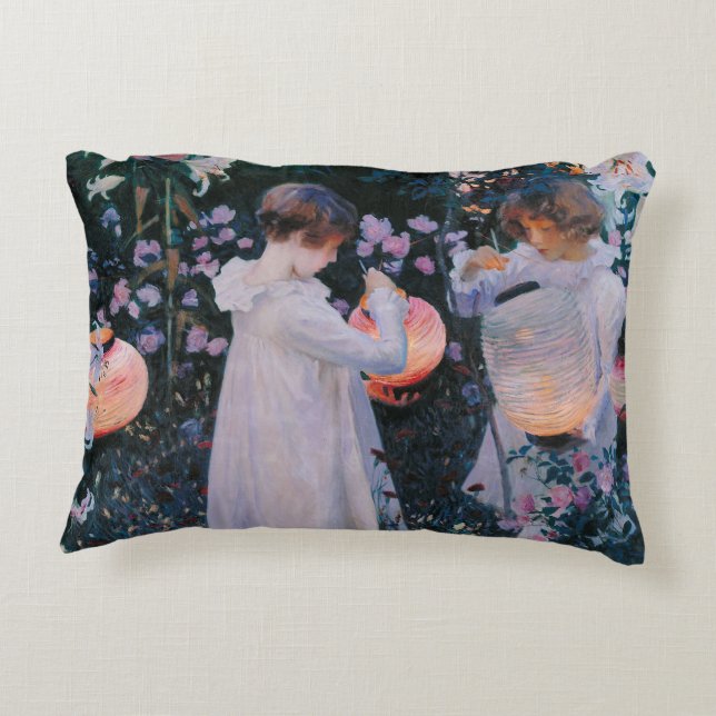 Carnation Lily Lily Rose John Singer Sargent Art Decorative Cushion (Back)