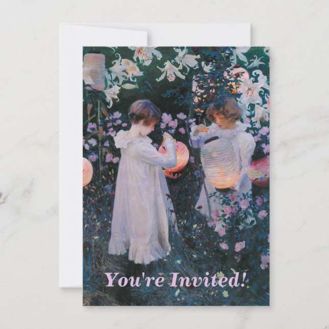 Carnation Lily Lily Rose John Singer Sargent Art Invitation (Front)