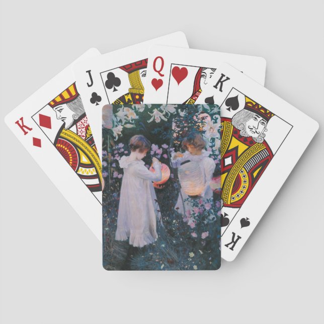 Carnation Lily Lily Rose John Singer Sargent Art Playing Cards (Back)