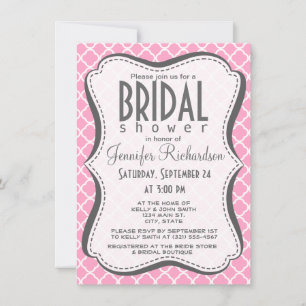 Carnation Pink Quatrefoil Invitation