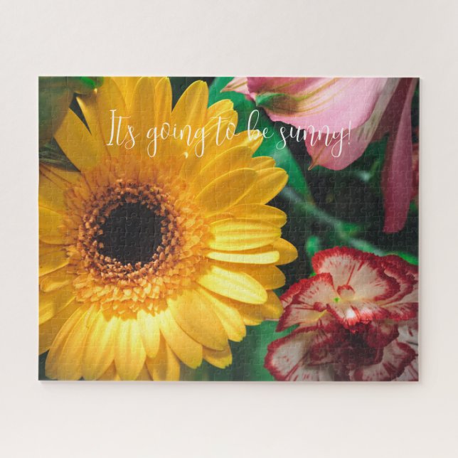 Carnations and yellow gerbera jigsaw puzzle (Horizontal)