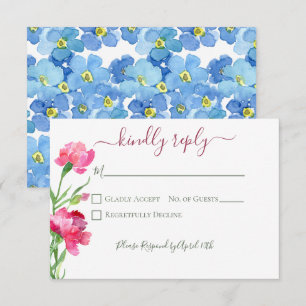 Carnations & Forget Me Nots Wedding  RSVP Card
