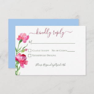 Carnations & Forget Me Nots Wedding RSVP Card