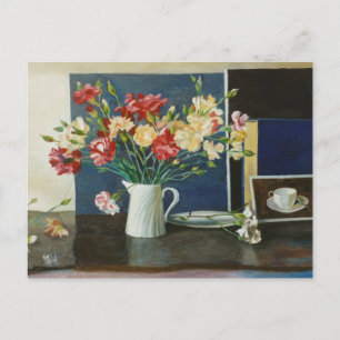 Carnations in a spiral jug 2000 postcard