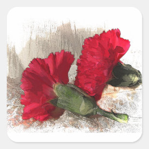 Carnations on Brocade Square Sticker