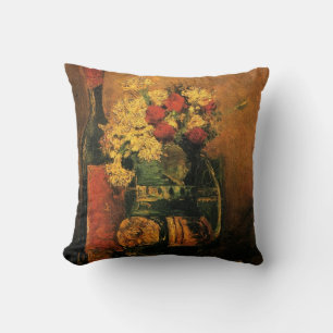 Carnations, Roses and a Bottle by Vincent van Gogh Cushion