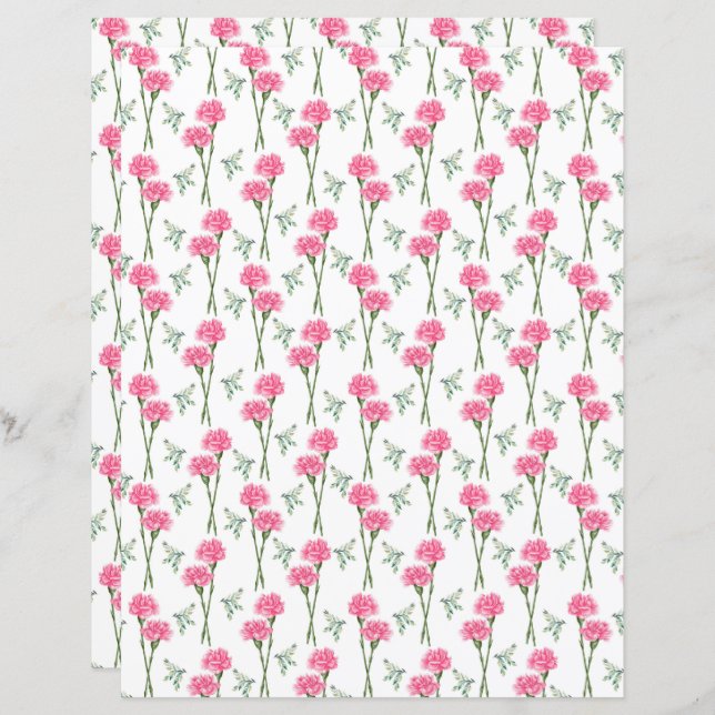 Carnations Scrapbook Paper (Front/Back)