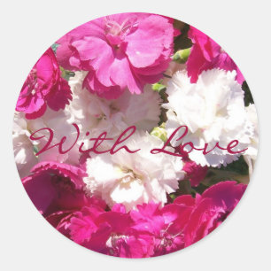 carnations, With Love Classic Round Sticker
