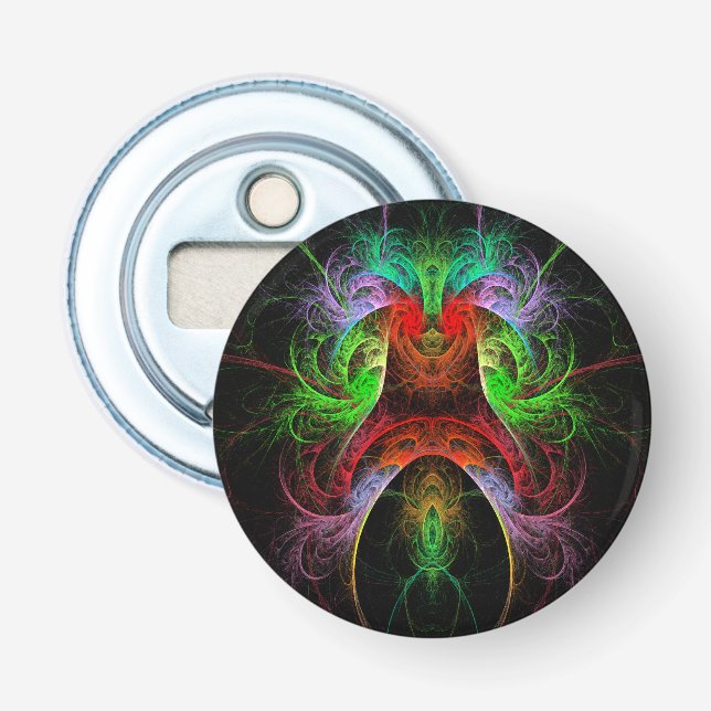 Carnaval Abstract Art Button Bottle Opener (Front)
