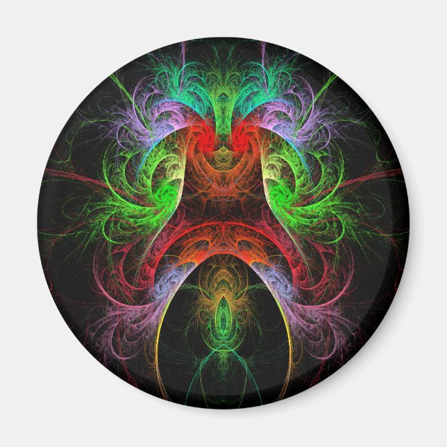 Carnaval Abstract Art Round Magnet (Front)