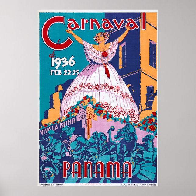 Carnaval de 1936, Feb. 22-25, Panama Poster (Front)