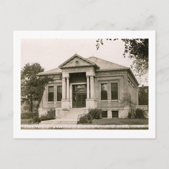 Carnegie Lawther Library, Red Wing, Minnesota Postcard (Front)