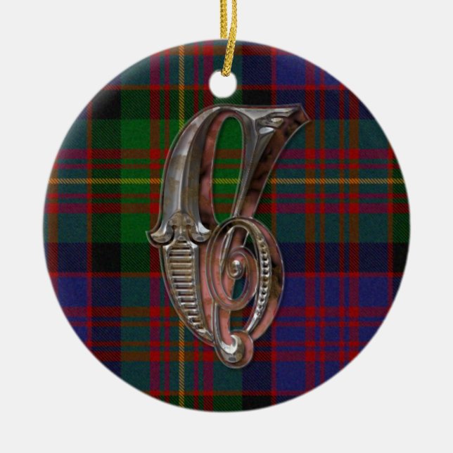 Carnegie Plaid Monogram ornament (Front)
