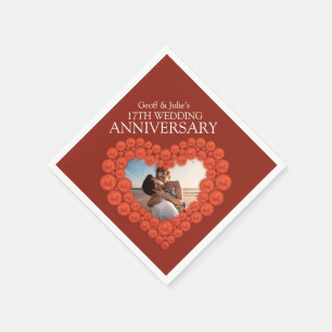 Carnelian 17th wedding anniversary custom photo  napkin