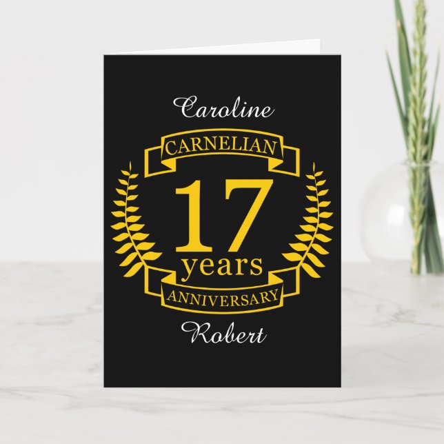 Carnelian Gemstone wedding anniversary 17 years Card (Front)