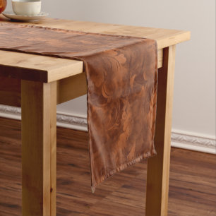 Carnelian Orange Abstract Feather Pattern Short Table Runner