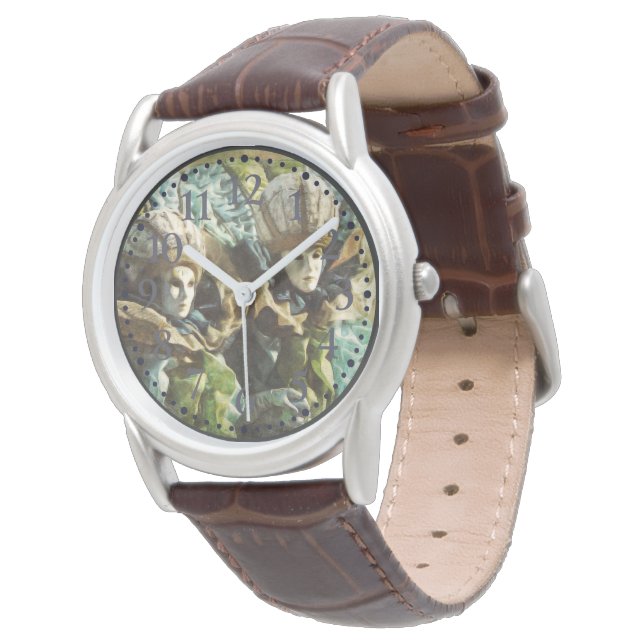 Carnevale di Venezia Italy Europe Leather Watch (Angled)
