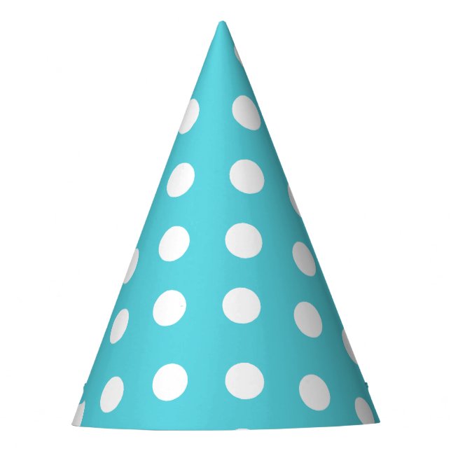 Carnival Aqua Blue White Large Dots Birthday Party Hat (Front)