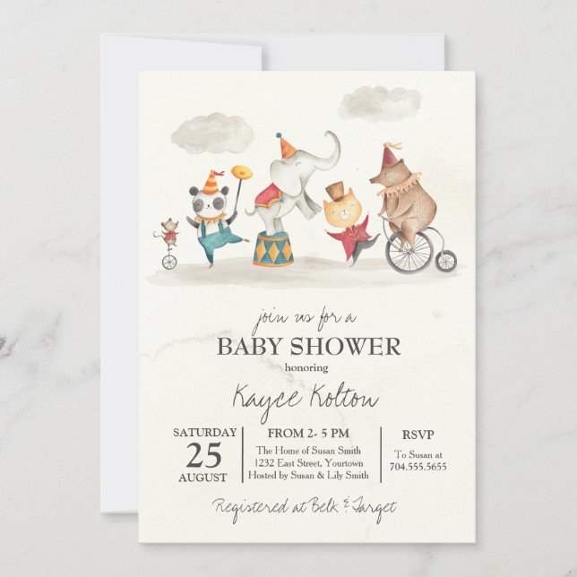 Carnival Baby Shower, vintage carnival Invitation (Front)