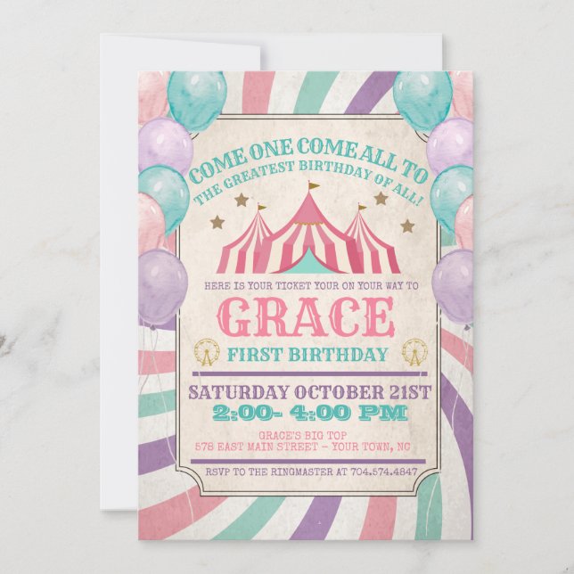 Carnival Birthday Invitation (Front)