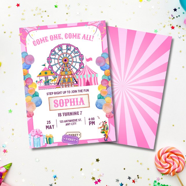 Carnival Birthday Invitation Circus Girl Birthday  (Creator Uploaded)