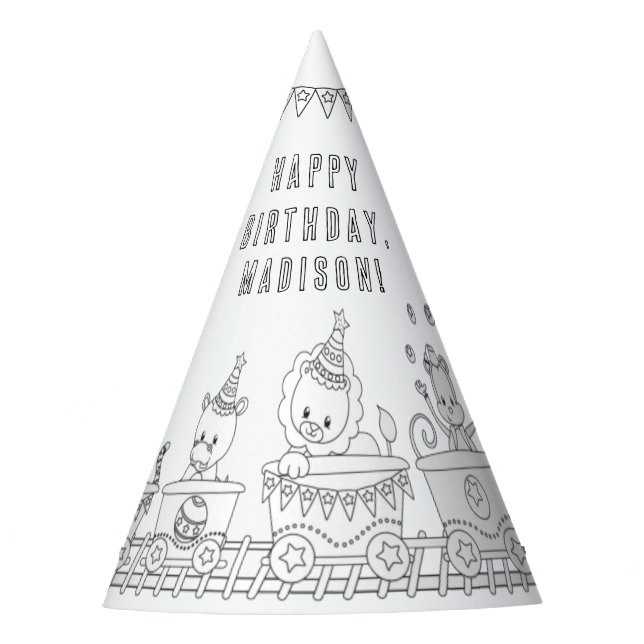 Carnival Birthday Party - Colour Your Own Party Ha Party Hat (Front)