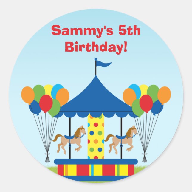 Carnival Birthday Party Favour Sticker (Front)