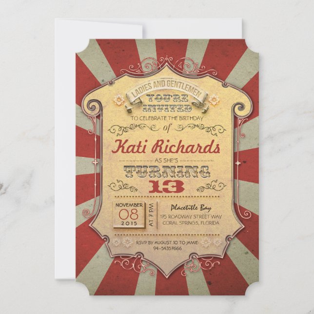 carnival birthday party invitations (Front)
