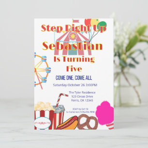 Carnival Birthday Party with Tent & Snacks Invitation