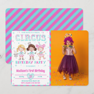 Carnival Birthday Photo Invitations